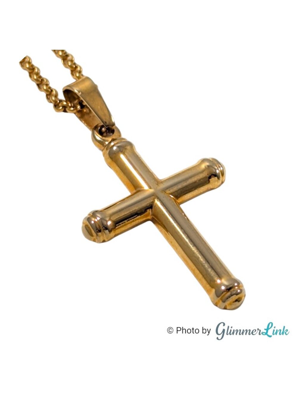Edforce Gold Tone Stainless Steel Cross Pendant Necklace 18 Inch